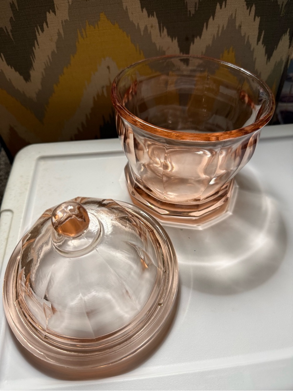 Pink Indiana Glass Paneled Apothecary Jar - Picture 2 of 4